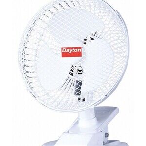 EUC Dayton 410C95 6"  Clip on Fan. 2 Speeds, 120Vac, White.